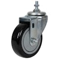 Black Polyurethane Swivel Caster with 4" OD x 1-1/4" W Wheel & 1-1/2" Long 3/8"-16 Threaded Stem