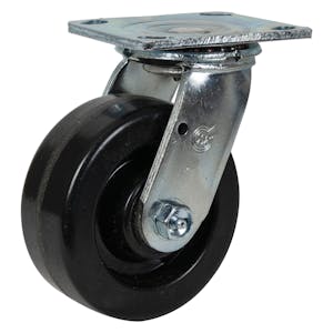 Black Phenolic Swivel Caster with 5" OD x 2" W Wheel & Top-Plate Mount