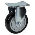 Black Polyurethane Rigid Caster with 4" OD x 1-1/4" W Wheel & Top Plate Mount