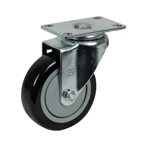 Black Polyurethane Swivel Caster with 4" OD x 1-1/4" W Wheel & Top Plate Mount