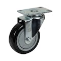 Black Polyurethane Swivel Caster with 4" OD x 1-1/4" W Wheel & Top Plate Mount