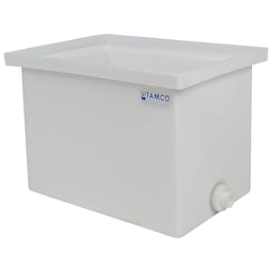2 Gallon Natural LLDPE Rectangular Tamco® Heavy-Duty Tank with Internal Flange & 3/4" Polypropylene Bulkhead Fitting - 8" L x 8" W x 8" Hgt. (Cover Sold Separately)