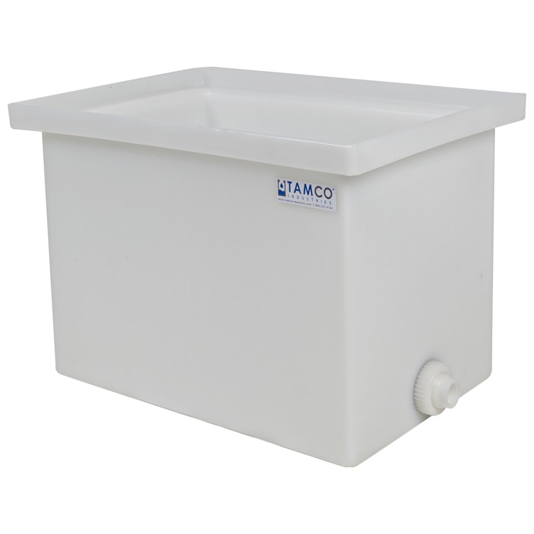 60 Gallon Natural LLDPE Rectangular Tamco® Heavy-Duty Tank with Internal Flange & 2" Polypropylene Bulkhead Fitting - 36" L x 20" W x 20" Hgt. (Cover Sold Separately)
