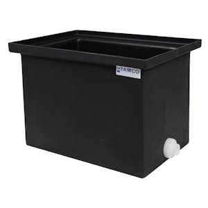 2 Gallon Black LLDPE Rectangular Tamco® Heavy-Duty Tank with Internal Flange & 3/4" Polypropylene Bulkhead Fitting - 8" L x 8" W x 8" Hgt. (Cover Sold Separately)