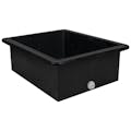 30 Gallon Black LLDPE Rectangular Tamco® Heavy-Duty Tank with External Flange & 3/4" Polypropylene Bulkhead Fitting - 30" L x 24" W x 12" Hgt. (Cover Sold Separately)