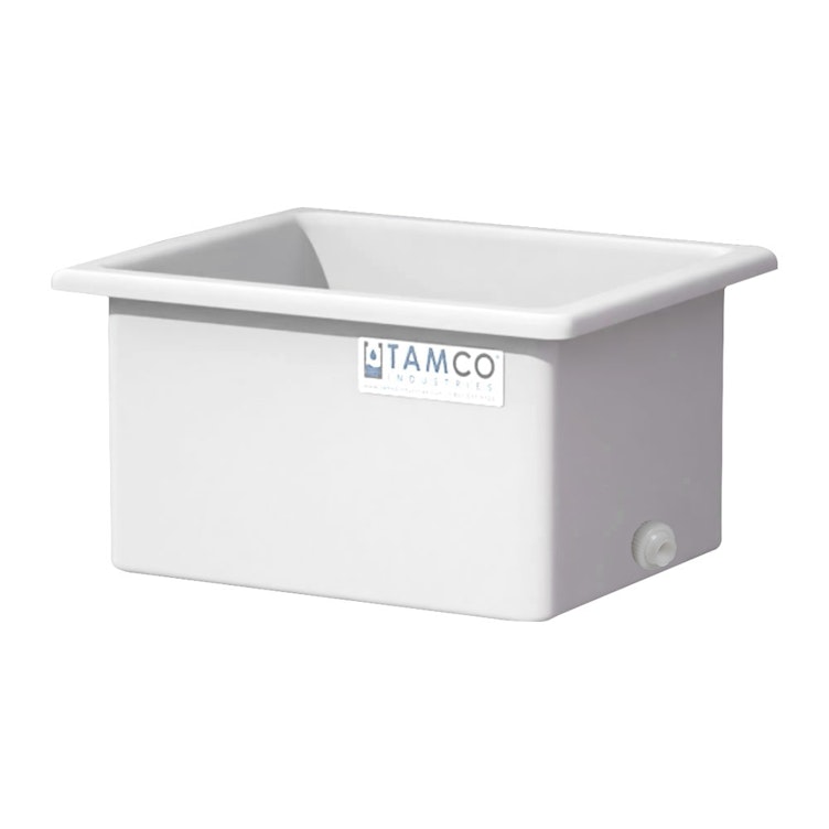50 Gallon Natural LLDPE Rectangular Tamco® Heavy-Duty Tank with External Flange & 3/4" Polypropylene Bulkhead Fitting - 30" L x 24" W x 18" Hgt. (Cover Sold Separately)