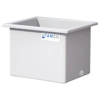 70 Gallon Natural LLDPE Rectangular Tamco® Heavy-Duty Tank with External Flange & 2" Polypropylene Bulkhead Fitting - 30" L x 24" W x 24" Hgt. (Cover Sold Separately)