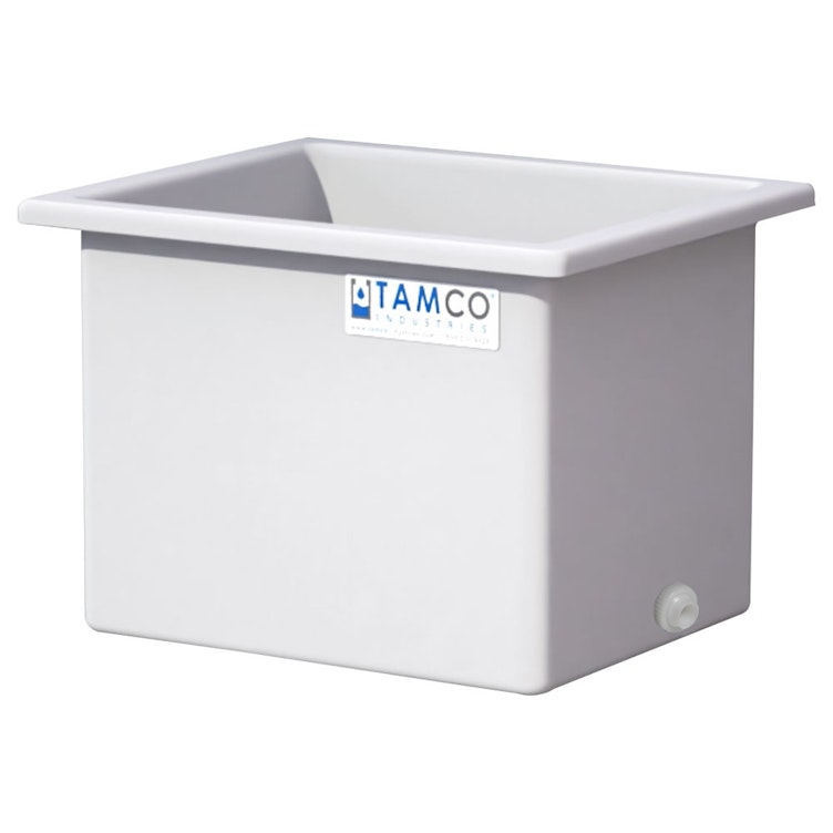 70 Gallon Natural LLDPE Rectangular Tamco® Heavy-Duty Tank with External Flange & 2" Polypropylene Bulkhead Fitting - 30" L x 24" W x 24" Hgt. (Cover Sold Separately)