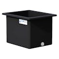 70 Gallon Black LLDPE Rectangular Tamco® Heavy-Duty Tank with External Flange & 2" Polypropylene Bulkhead Fitting - 30" L x 24" W x 24" Hgt. (Cover Sold Separately)