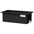 75 Gallon Black LLDPE Rectangular Tamco® Heavy-Duty Tank with External Flange & 2" Polypropylene Bulkhead Fitting - 48" L x 24" W x 18" Hgt. (Cover Sold Separately)