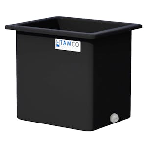 85 Gallon Black LLDPE Rectangular Tamco® Heavy-Duty Tank with External Flange & 2" Polypropylene Bulkhead Fitting - 30" L x 24" W x 30" Hgt. (Cover Sold Separately)