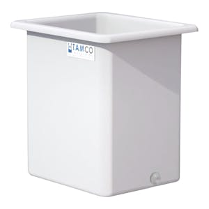 105 Gallon Natural LLDPE Rectangular Tamco® Heavy-Duty Tank with External Flange & 2" Polypropylene Bulkhead Fitting - 30" L x 24" W x 36" Hgt. (Cover Sold Separately)