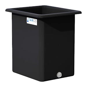 105 Gallon Black LLDPE Rectangular Tamco® Heavy-Duty Tank with External Flange & 2" Polypropylene Bulkhead Fitting - 30" L x 24" W x 36" Hgt. (Cover Sold Separately)