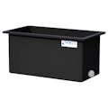 105 Gallon Black LLDPE Rectangular Tamco® Heavy-Duty Tank with External Flange & 2" Polypropylene Bulkhead Fitting - 48" L x 24" W x 24" Hgt. (Cover Sold Separately)