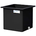 115 Gallon Black LLDPE Rectangular Tamco® Heavy-Duty Tank with External Flange & 2" Polypropylene Bulkhead Fitting - 30" L x 30" W x 30" Hgt. (Cover Sold Separately)