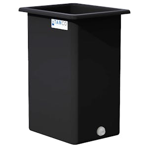 140 Gallon Black LLDPE Rectangular Tamco® Heavy-Duty Tank with External Flange & 2" Polypropylene Bulkhead Fitting - 30" L x 24" W x 48" Hgt. (Cover Sold Separately)
