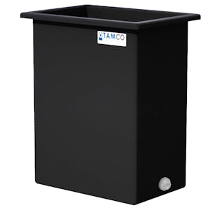 180 Gallon Black LLDPE Rectangular Tamco® Heavy-Duty Tank with External Flange & 2" Polypropylene Bulkhead Fitting - 36" L x 24" W x 48" Hgt. (Cover Sold Separately)