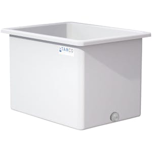 270 Gallon Natural LLDPE Rectangular Tamco® Heavy-Duty Tank with External Flange & 2" Polypropylene Bulkhead Fitting - 48" L x 36" W x 36" Hgt. (Cover Sold Separately)