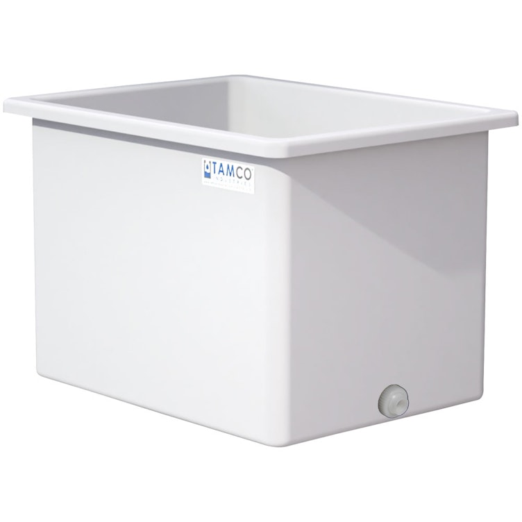 270 Gallon Natural LLDPE Rectangular Tamco® Heavy-Duty Tank with External Flange & 2" Polypropylene Bulkhead Fitting - 48" L x 36" W x 36" Hgt.
