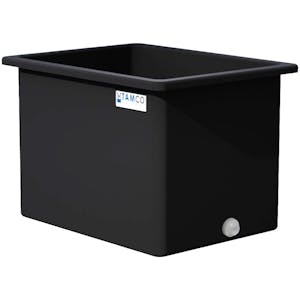 270 Gallon Black LLDPE Rectangular Tamco® Heavy-Duty Tank with External Flange & 2" Polypropylene Bulkhead Fitting - 48" L x 36" W x 36" Hgt. (Cover Sold Separately)