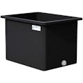 270 Gallon Black LLDPE Rectangular Tamco® Heavy-Duty Tank with External Flange & 2" Polypropylene Bulkhead Fitting - 48" L x 36" W x 36" Hgt. (Cover Sold Separately)