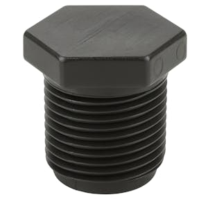 1/2" MNPT Banjo® Black Fiberglass-Reinforced Polypropylene Pipe Plug
