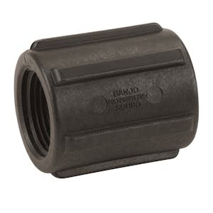 1" FNPT Banjo® Black Fiberglass-Reinforced Polypropylene Pipe Coupling
