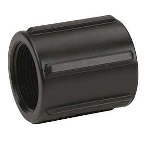 1-1/4" FNPT Banjo® Black Fiberglass-Reinforced Polypropylene Pipe Coupling