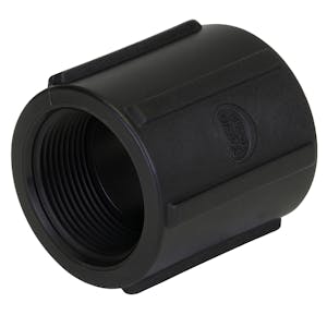 1-1/2" FNPT Banjo® Black Fiberglass-Reinforced Polypropylene Pipe Coupling