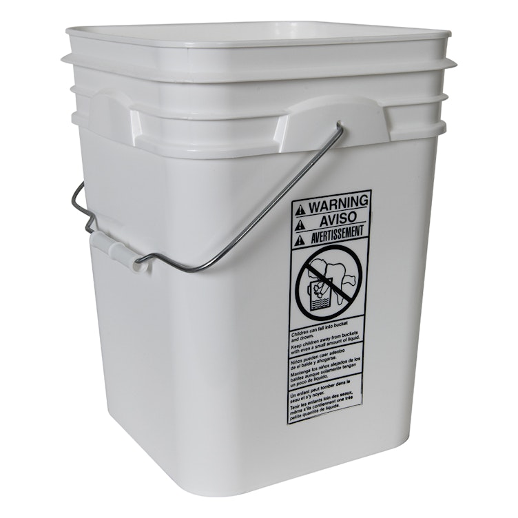 4 Gallon White HDPE Square Bucket (Lid Sold Separately)