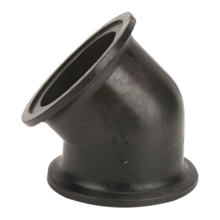 3" Full Port Manifold Flange x 3" Full Port Manifold Flange Banjo® Black Fiberglass-Reinforced Polypropylene 45° Elbow Couplings