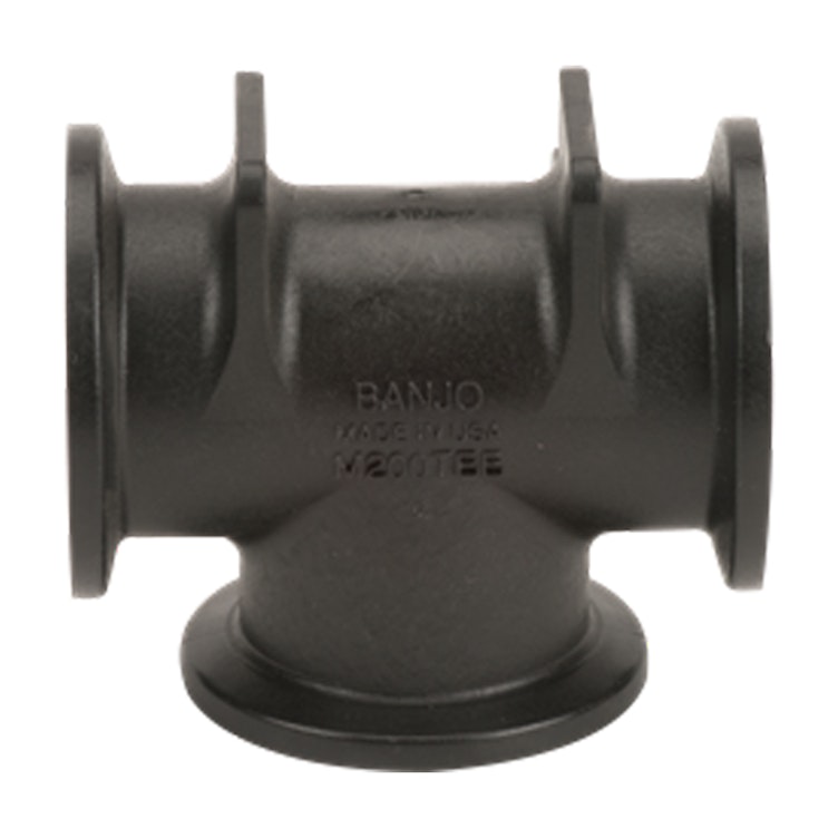 2" Manifold Flange x 2" Manifold Flange x 2" Manifold Flange Banjo® Black Fiberglass-Reinforced Polypropylene Tee