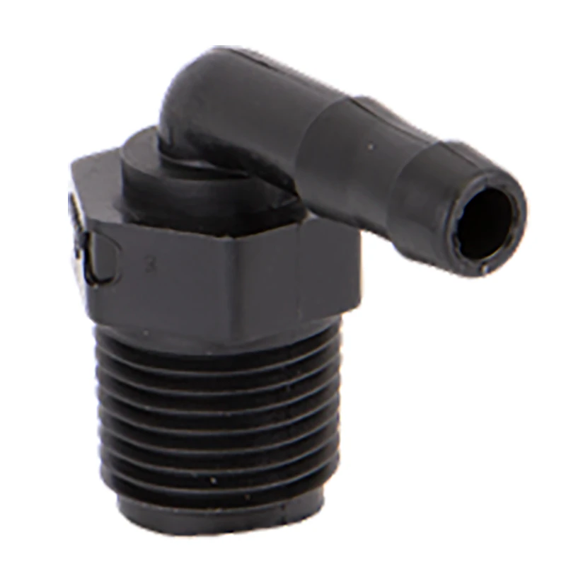 1/2" MNPT x 3/8" Hose Barb Banjo® Black Fiberglass-Reinforced Polypropylene 90° Elbow