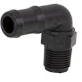 1/2" MNPT x 3/4" Hose Barb Polypropylene 90° Elbow