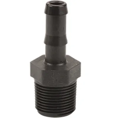 3/4" MNPT x 1/2" Hose Barb Banjo® Black Fiberglass-Reinforced Polypropylene Adapter