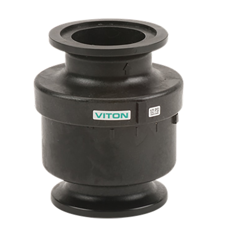2" Manifold Flanged Black Polypropylene Full Port Check Valve with Viton™ Seal - Up to 180 GPM