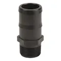 1-1/2" MNPT x 2" Hose Barb Banjo® Black Fiberglass-Reinforced Polypropylene Adapter