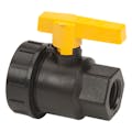 1/2" FNPT Banjo® Black Fiberglass-Reinforced Polypropylene Full Port Single Union Valve with 3/4" Flow Size & FKM Seals