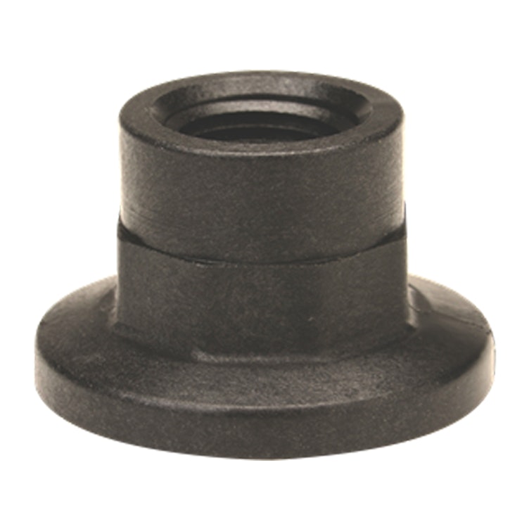 1" Manifold Flange Banjo® Black Fiberglass-Reinforced Polypropylene Plug with 1/2" FNPT Through Port