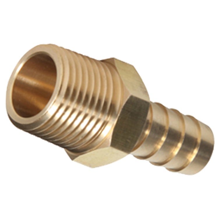 3/8" MNPT x 3/8" Hose Barb Brass Male Hose Connector