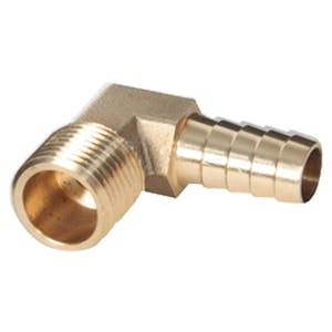 1/2" MNPT x 1/2" Hose Barb Brass Male 90° Elbow
