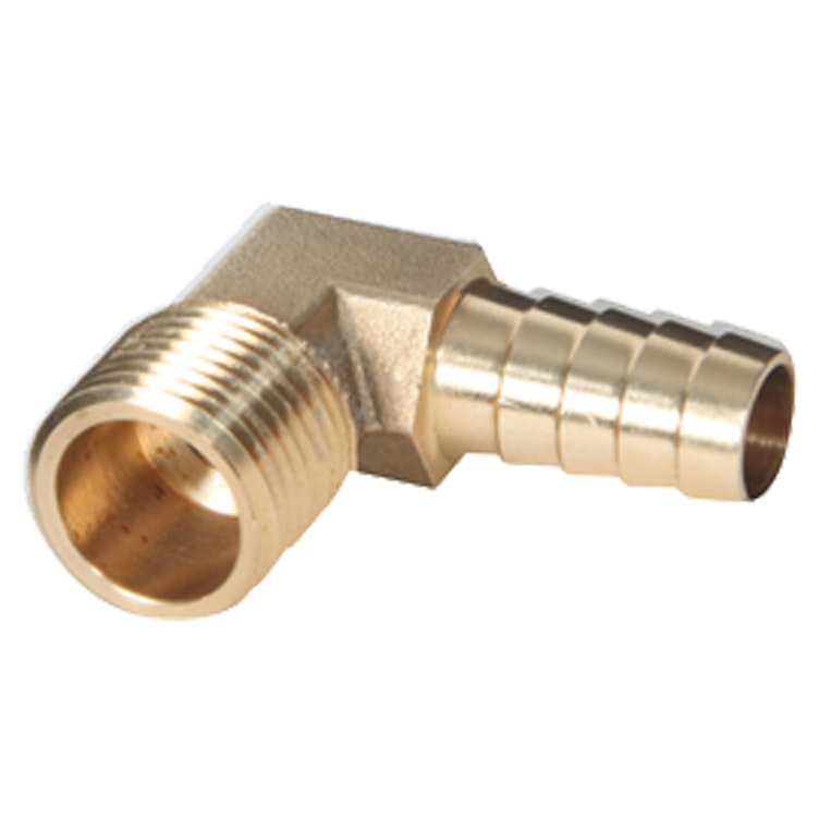 1/2" MNPT x 1/2" Hose Barb Brass Male 90° Elbow
