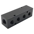 1/4" FNPT Inlet x (4) 1/8" FNPT Outlets Black Aluminum Manifold