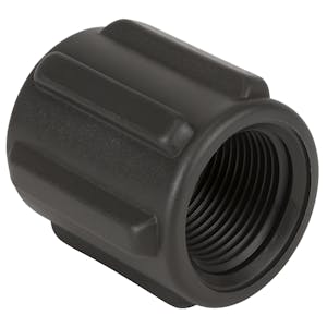 3/8" FNPT Banjo® Black Fiberglass-Reinforced Polypropylene Pipe Coupling