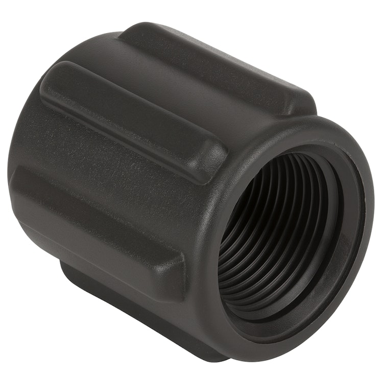 3/8" FNPT Banjo® Black Fiberglass-Reinforced Polypropylene Pipe Coupling