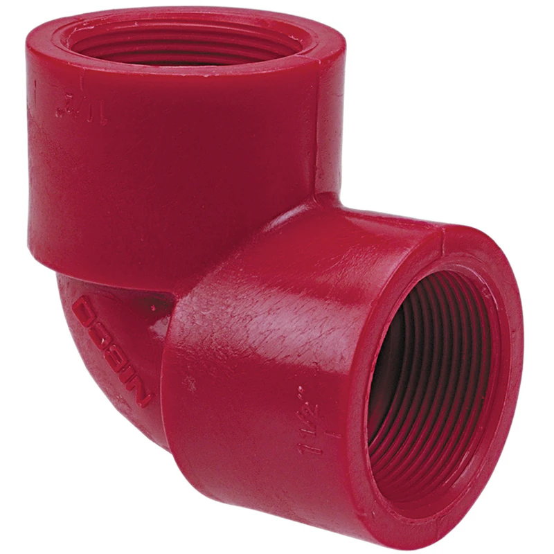 1-1/2" FNPT x 1-1/2" FNPT Chemtrol® Red Kynar® PVDF Schedule 80 Threaded 90° Elbow