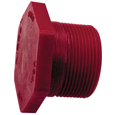1/2" MNPT Chemtrol® Red Kynar® PVDF Schedule 80 Threaded Hex Plug