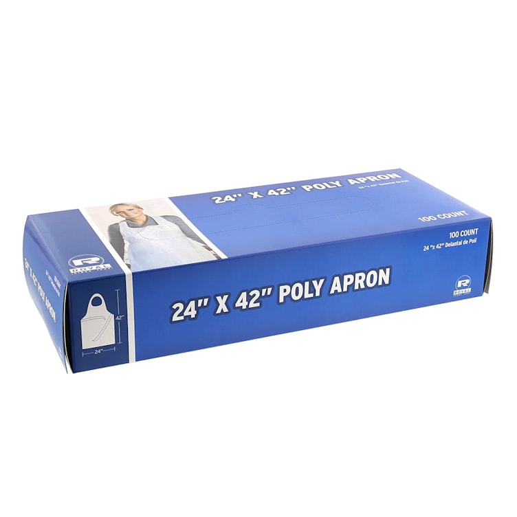 24" W x 42" L White Polyethylene Disposable Apron - Box of 100
