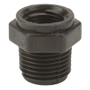 1/2" MNPT x 3/8" FNPT Banjo® Black Fiberglass-Reinforced Polypropylene Reducer Bushing