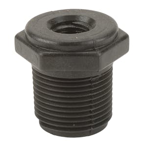 3/4" MNPT x 1/4" FNPT Banjo® Black Fiberglass-Reinforced Polypropylene Reducer Bushing